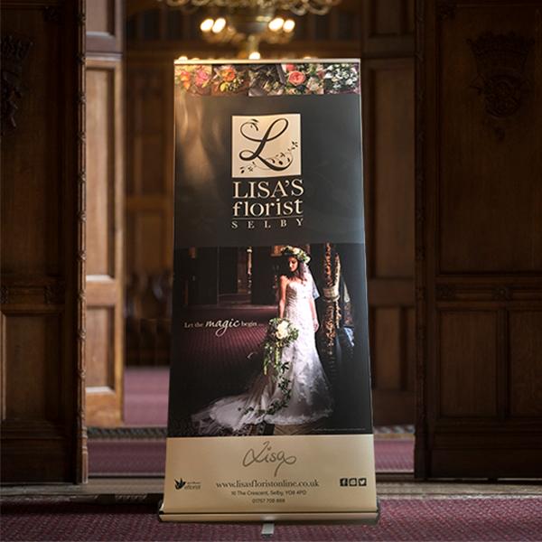 Lisas Florist pop up banner at carlton towers in Selby